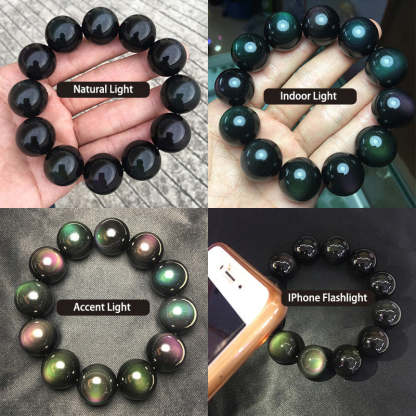 Oriental Buddha Natural Green Eye Obsidian Wealth Bracelet