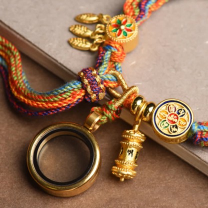 Oriental Buddha Tibetan Om Mani Padme Hum Dreamcatcher Luck Colorful Reincarnation Knot String Bracelet