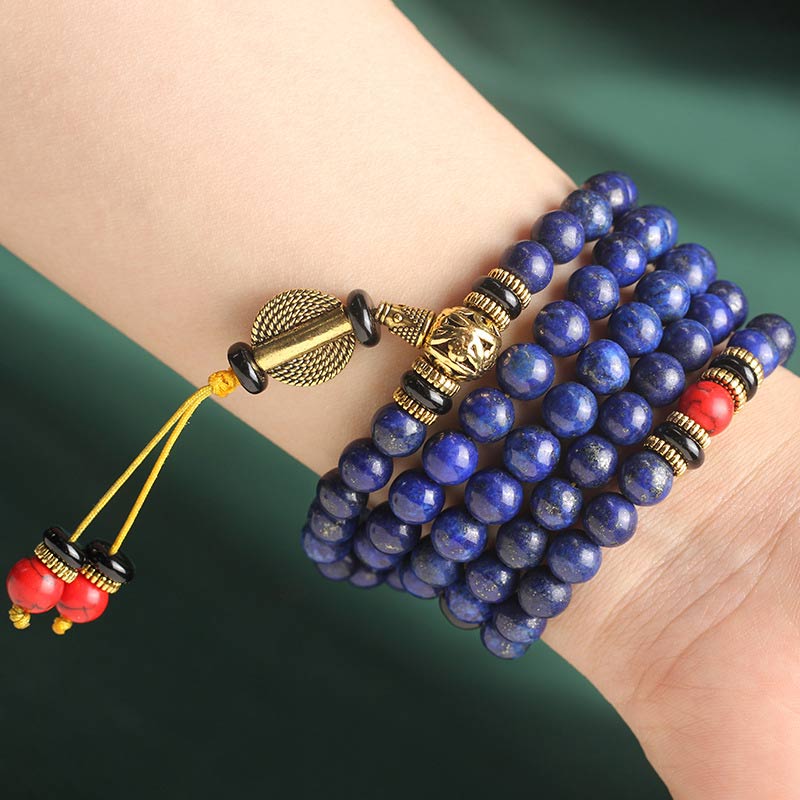 Oriental Buddha Tibetan Mala Lapis Lazuli Positive Bracelet