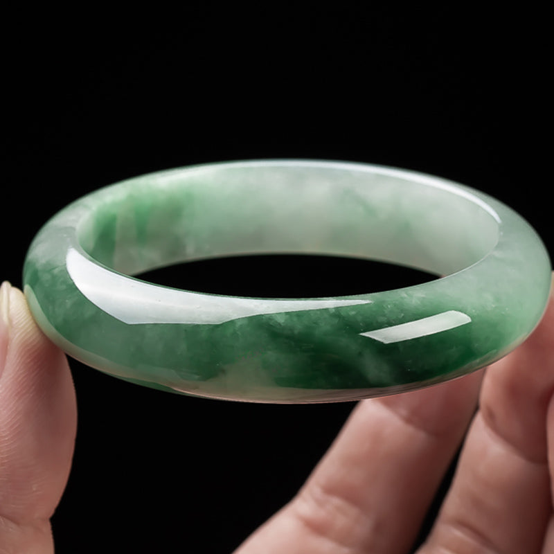 Oriental Buddha Natural Jade Fortune Blessing Bangle Bracelet