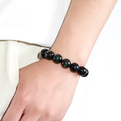 Oriental Buddha Natural Green Eye Obsidian Wealth Bracelet