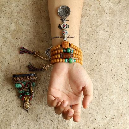 Oriental Buddha Tibet 108 Mala Beads Bodhi Seed Bagua Vajra Wealth Bracelet