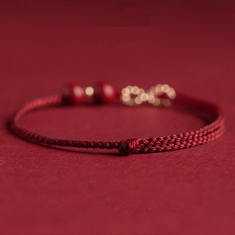 Oriental Buddha Cinnabar Blessing Red String 14K Gold Infinity Symbol Bracelet Anklet