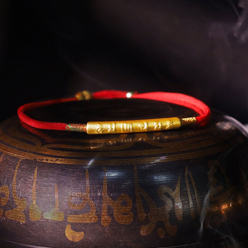 Oriental Buddha Tibetan Buddhist Handmade Mani Mantra Lucky Red String Bracelet