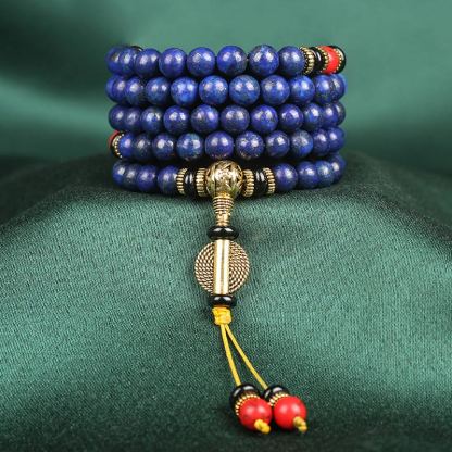 Oriental Buddha Tibetan Mala Lapis Lazuli Positive Bracelet