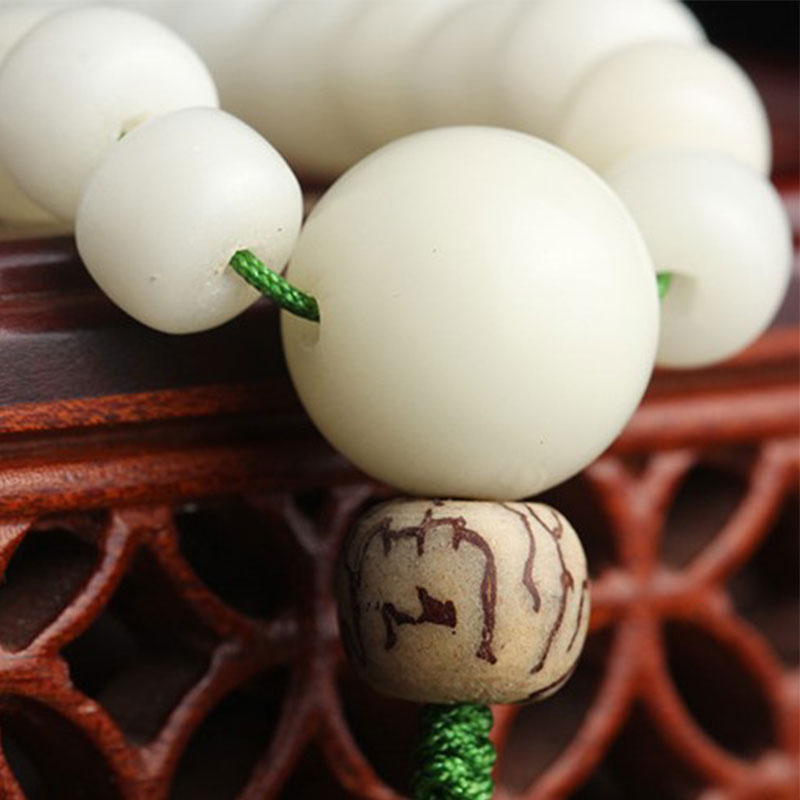 Oriental Buddha White Jade Bodhi Lotus Mala Harmony Necklace Bracelet