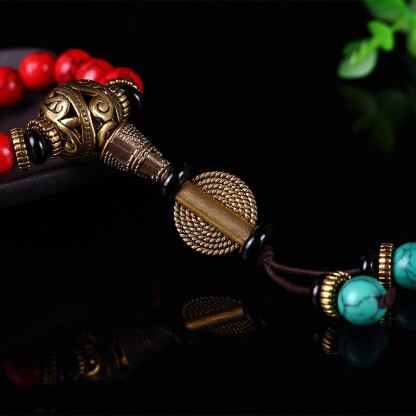 Oriental Buddha Tibetan Mala Red Turquoise Lucky Necklace Bracelet