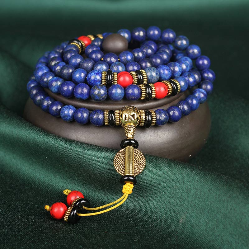 Oriental Buddha Tibetan Mala Lapis Lazuli Positive Bracelet