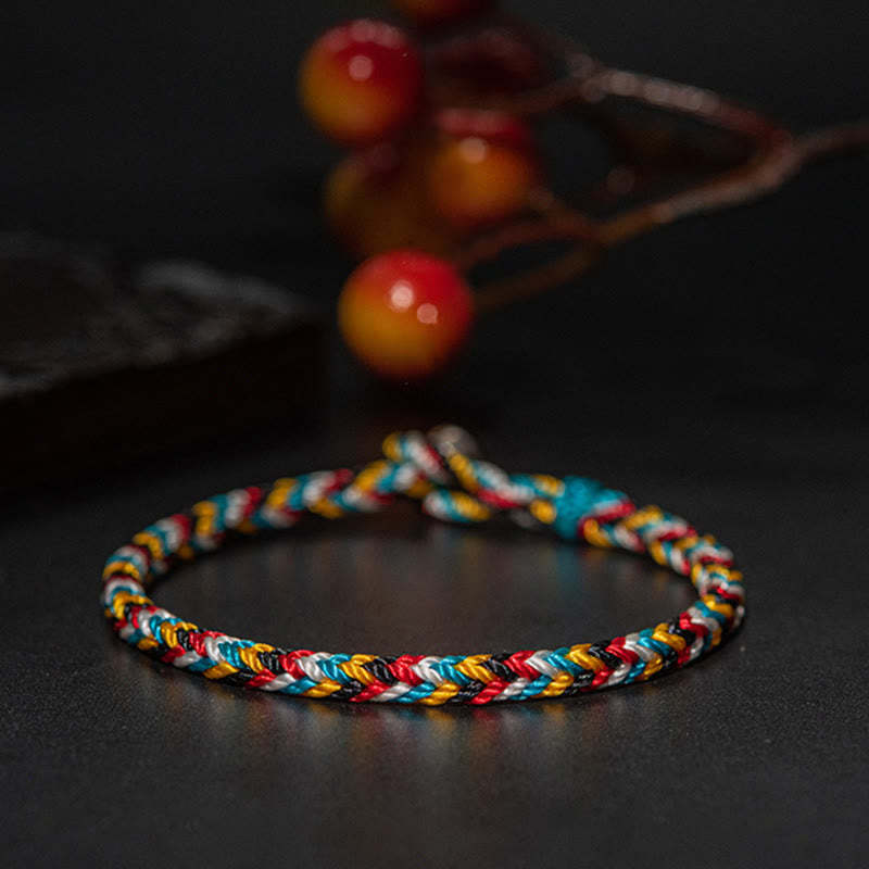Oriental Buddha Tibet Handmade Five Color Thread Protection Braid String Bracelet
