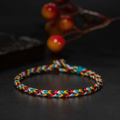 Oriental Buddha Tibet Handmade Five Color Thread Protection Braid String Bracelet