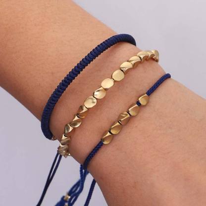 Oriental Buddha 3 PCS Tibetan Copper Beads Healing Protection Luck Bracelet Set