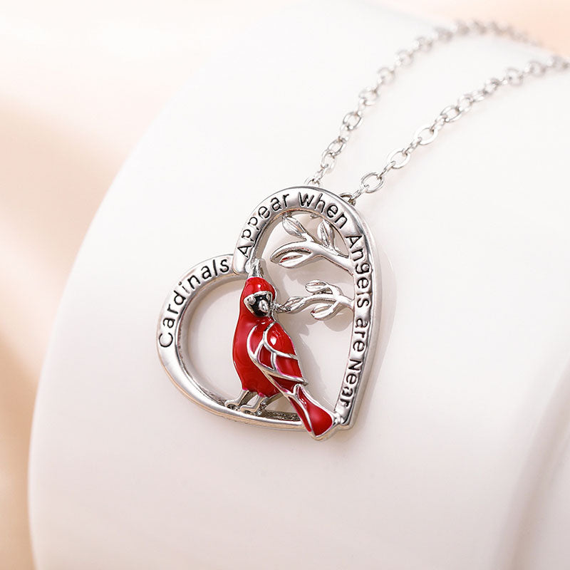 Cardinal Heart Pendant Necklace-Jolura