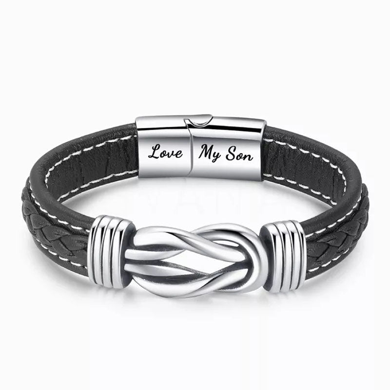 "Mother and Son Forever Linked Together" Braided Leather Bracelet - Love My Son-Jolura
