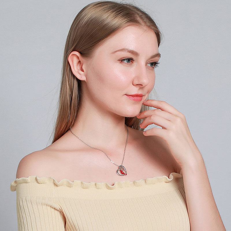 Cardinal Heart Pendant Necklace-Jolura