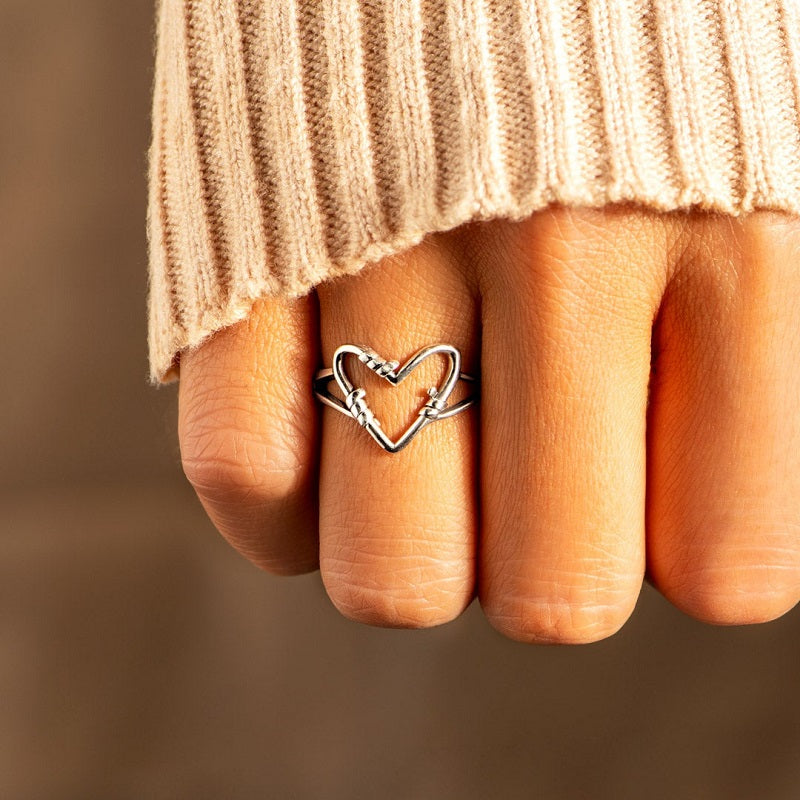 Sterling Silver Heart Wire Ring-Jolura