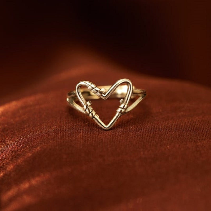 Sterling Silver Heart Wire Ring-Jolura