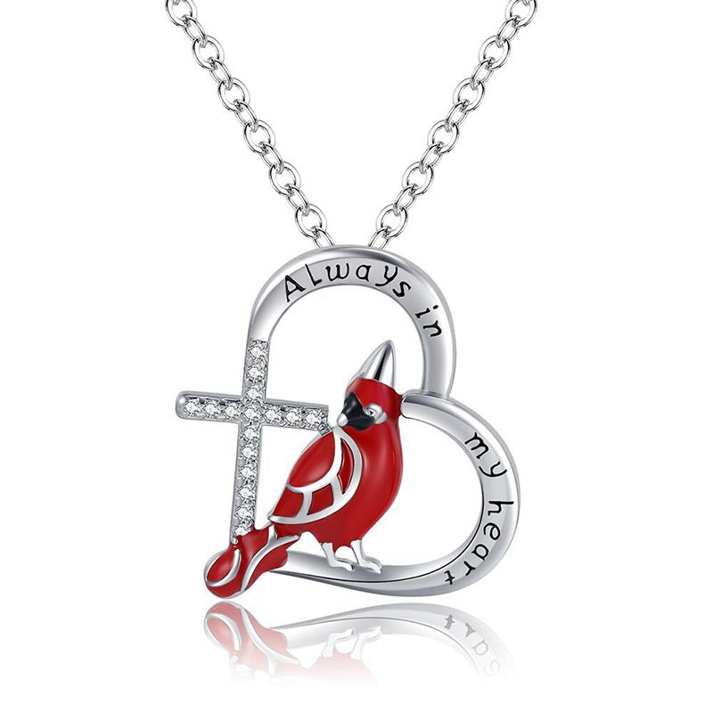 Cardinal Heart Pendant Necklace-Jolura