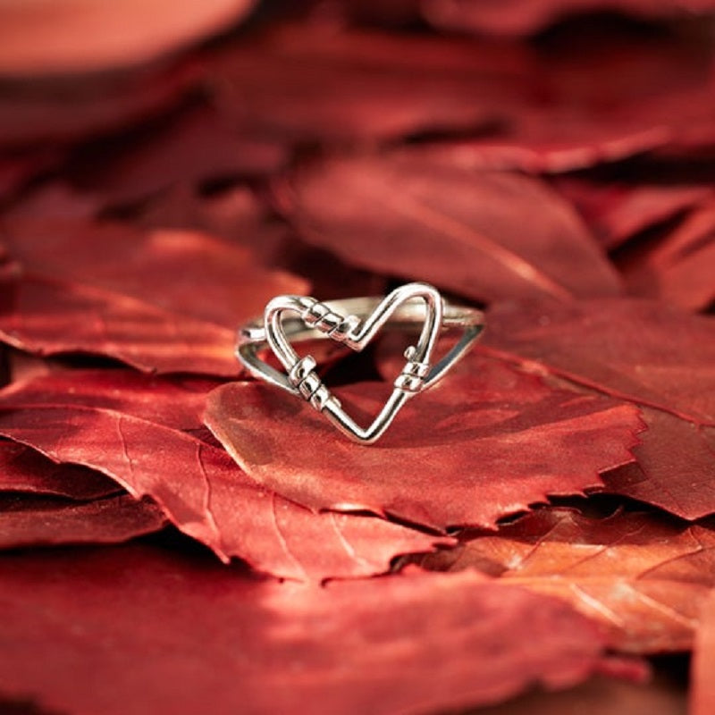 Sterling Silver Heart Wire Ring-Jolura
