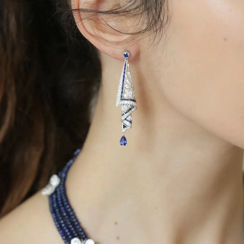 Vintage Gemstone Art Earrings - 925 Silver-Jolura