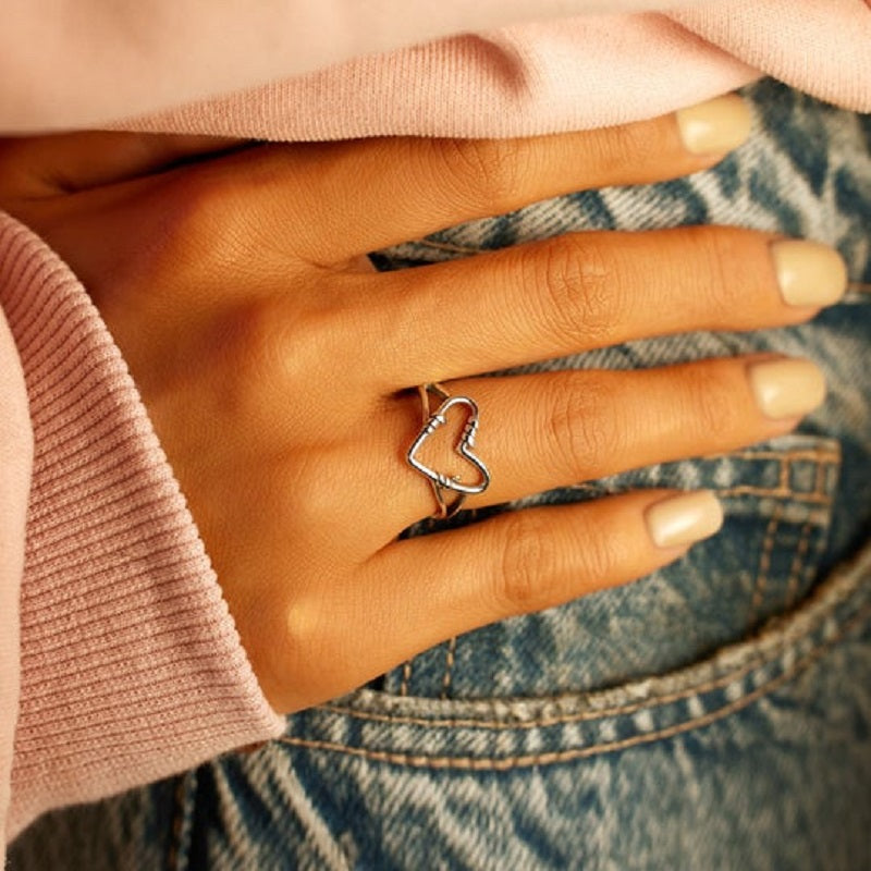 Sterling Silver Heart Wire Ring-Jolura
