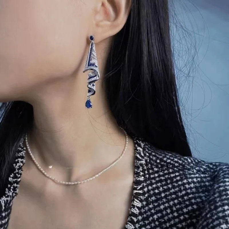 Vintage Gemstone Art Earrings - 925 Silver-Jolura