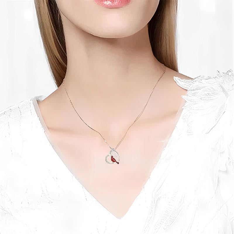Cardinal Heart Pendant Necklace-Jolura