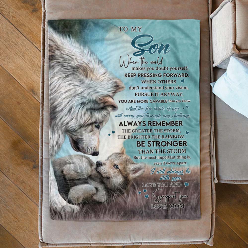To My Son - From Mom - Wolf A246 - Premium Blanket-Jolura