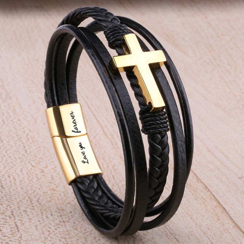 To My Son Love You Forever Cross Bracelet - Card027-Jolura