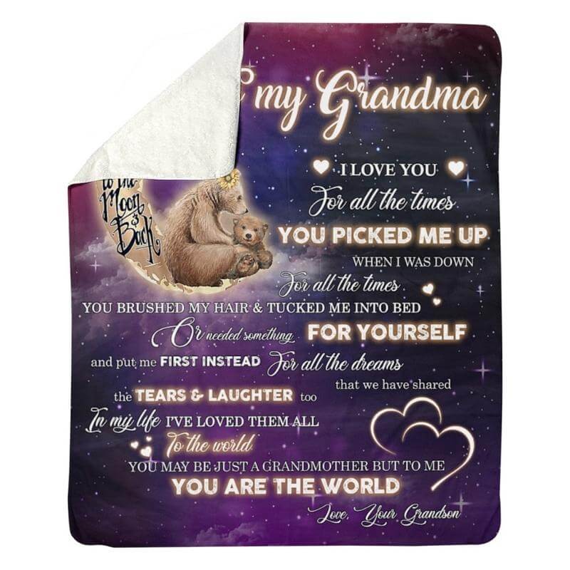 To My Grandma - From Grandson - A320 - Premium Blanket-Jolura