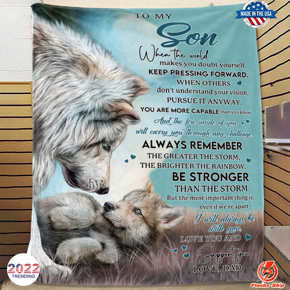 To My Son - From Dad - Wolf A246 - Premium Blanket-Jolura