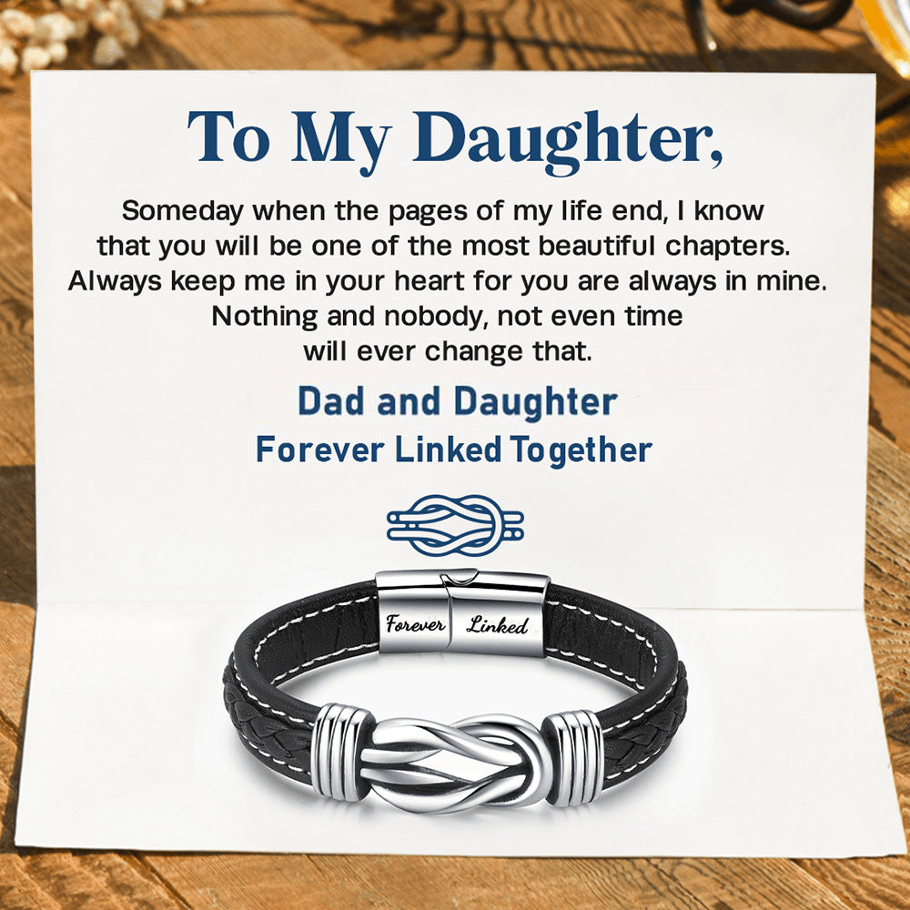 "Dad And Daughter Forever Linked Together" Braided Leather Bracelet - Forever Linked-Jolura