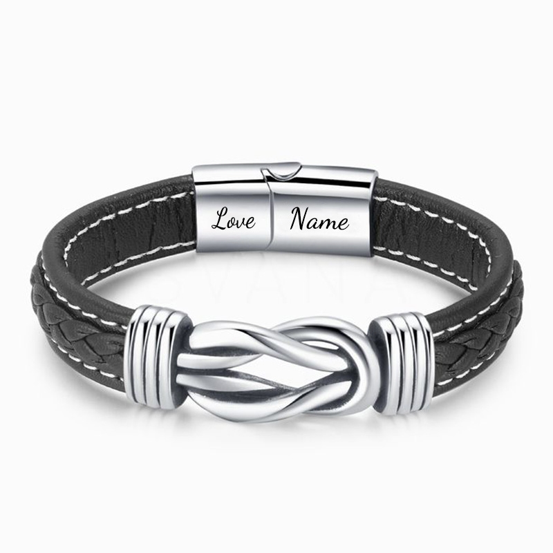 Forever Linked Together Braided Leather Bracelet - To My Love