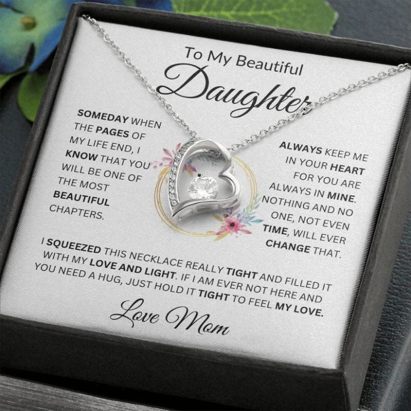 To My Beautiful Daughter - Always Keep Me in Your Heart - Forever Love Necklace-Jolura