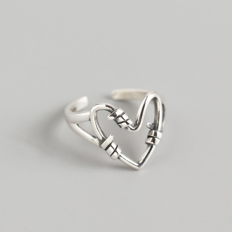 Sterling Silver Heart Wire Ring-Jolura