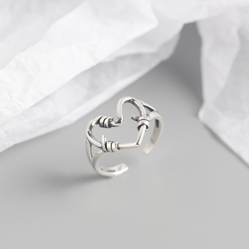 Sterling Silver Heart Wire Ring-Jolura