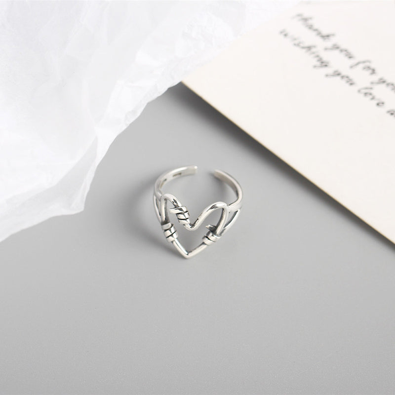 Sterling Silver Heart Wire Ring-Jolura