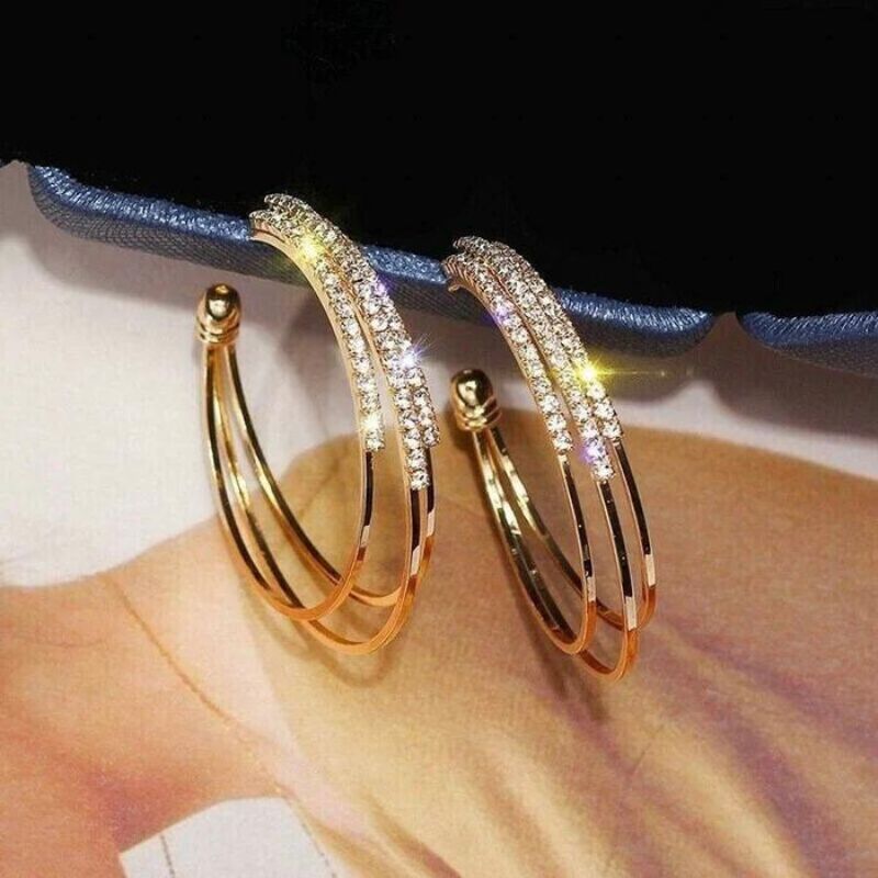 Shiny Diamond Hoop Earrings-Jolura