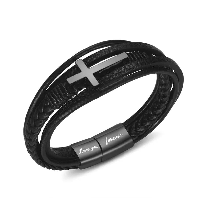 To My Son Love You Forever Cross Bracelet - Card027-Jolura