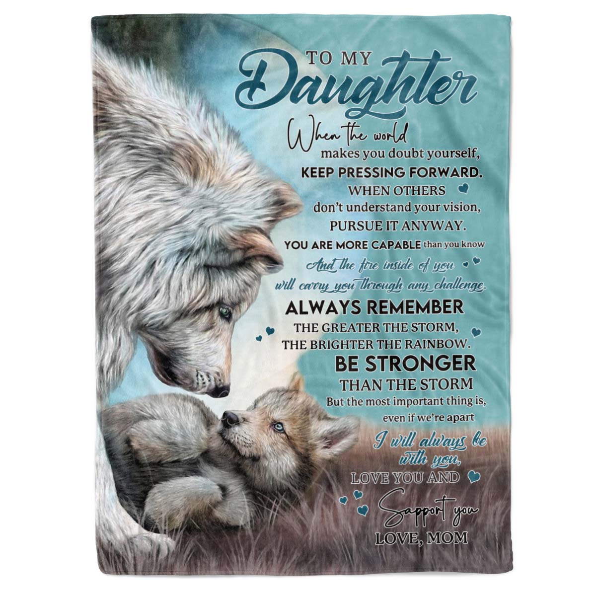 To My Daughter - From Mom - Wolf A246 - Premium Blanket-Jolura
