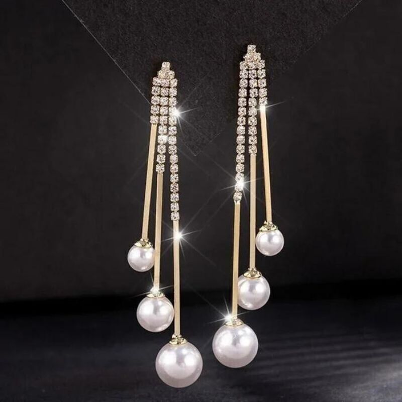 Elegant Pearl Tassel Earrings-Jolura