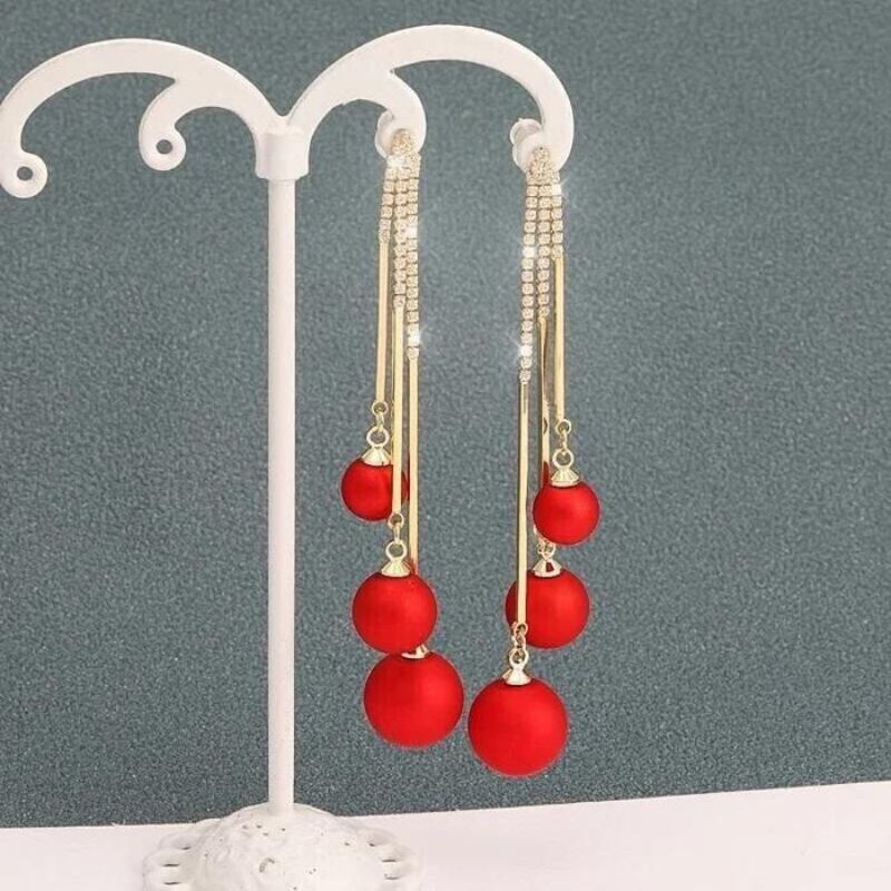 Elegant Pearl Tassel Earrings-Jolura