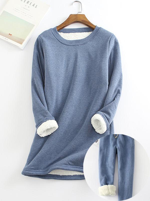 New Casual Cotton Round Neck Solid Sweatshirt & Pants Set (SAVE EXTRA $3 & FREE SHIPPING)
