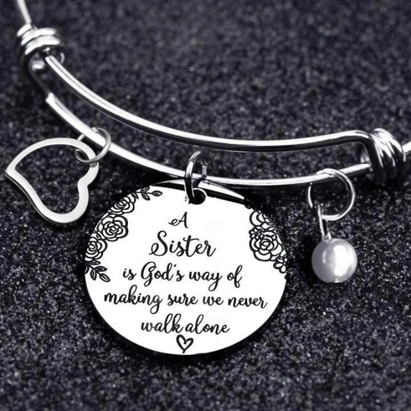 A Sister Is God's Way Of Making Sure We Never Walk Alone Bangle-Jolura
