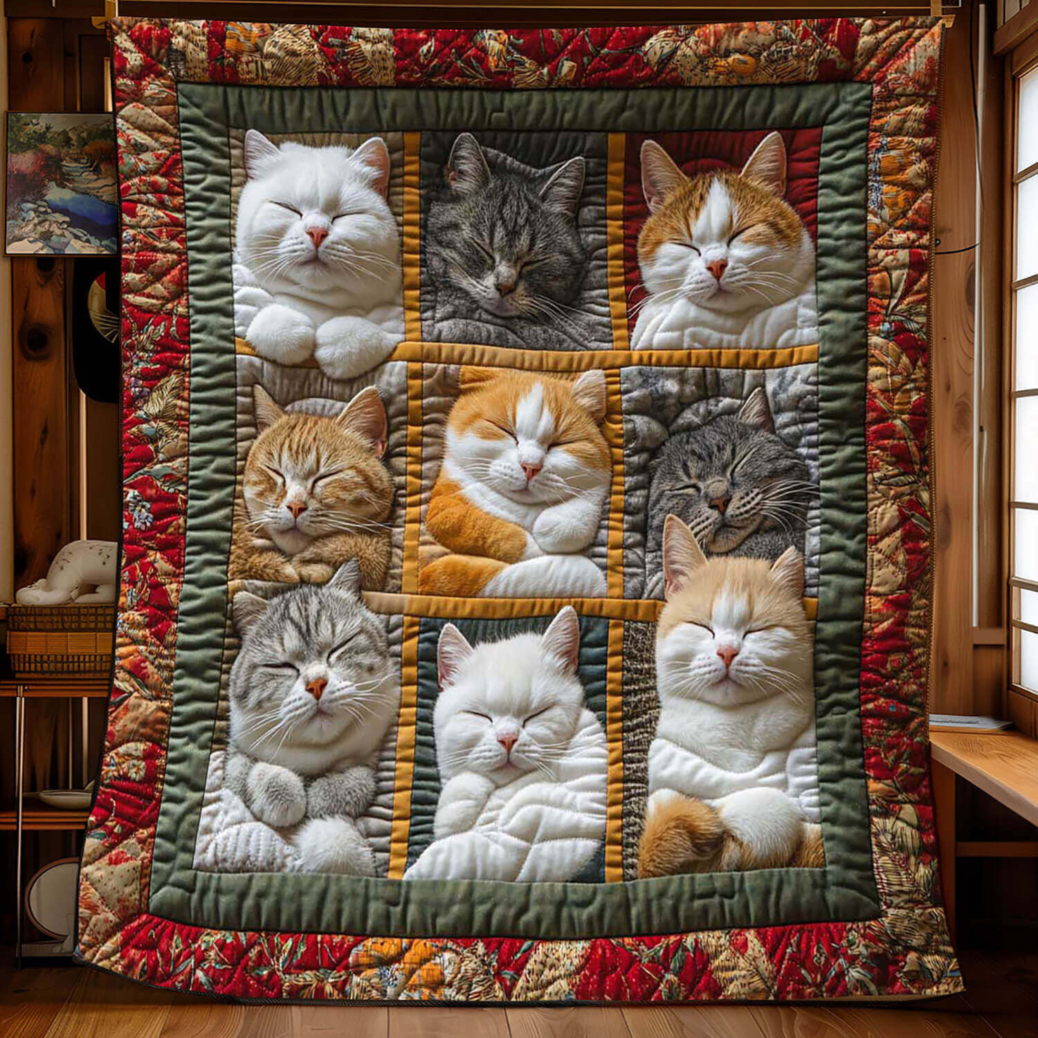 Sleeping Royal Cat Blanket - D200 - Premium Blanket