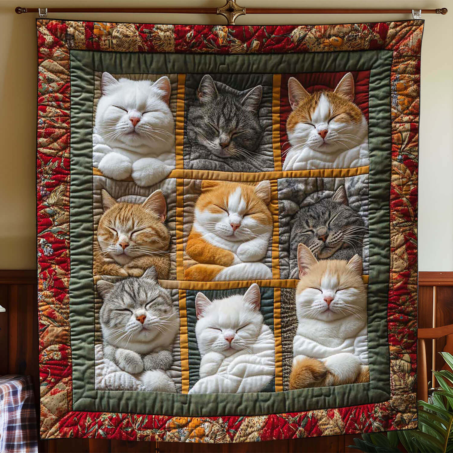 Sleeping Royal Cat Blanket - D200 - Premium Blanket