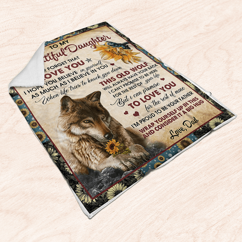To My Daughter - From Dad - Wolf Flower A300 - Premium Blanket-Jolura