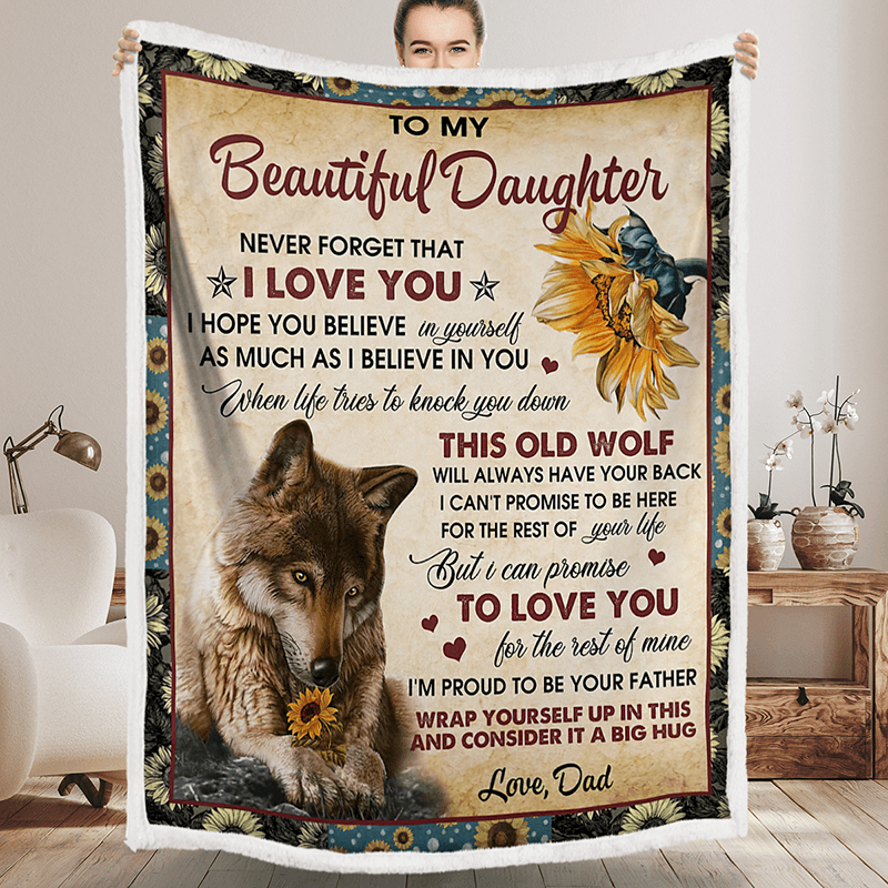 To My Daughter - From Dad - Wolf Flower A300 - Premium Blanket-Jolura