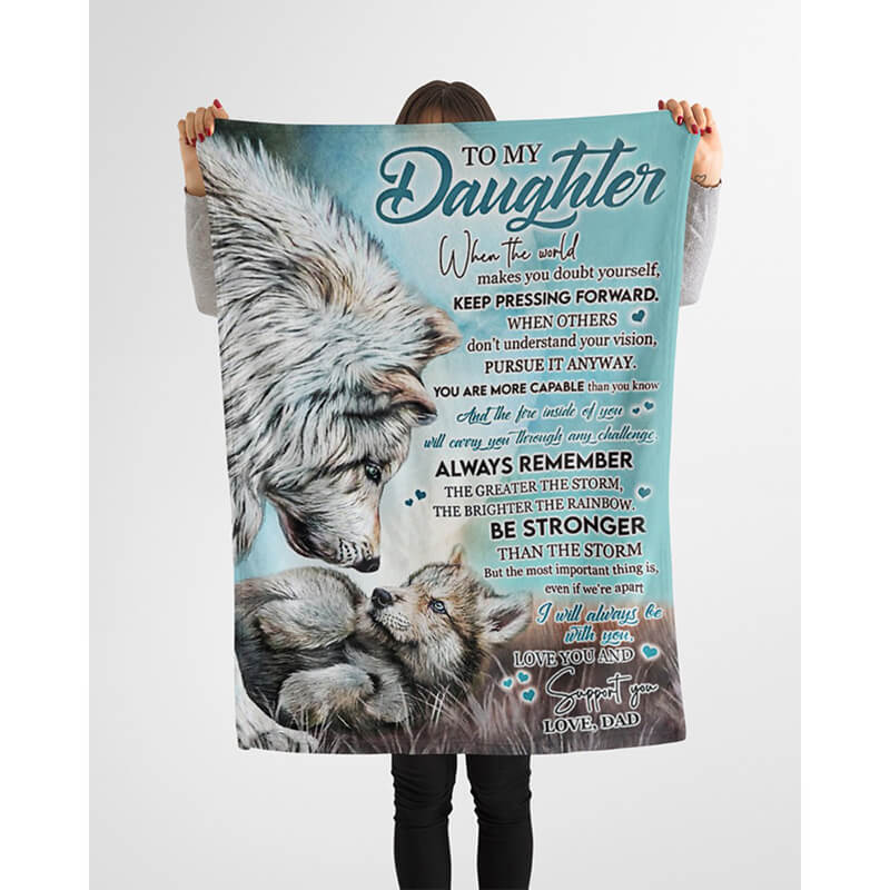 To My Daughter - From Dad - Wolf A246 - Premium Blanket-Jolura