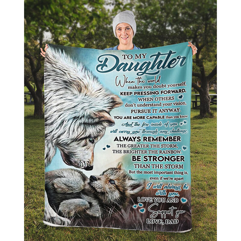 To My Daughter - From Dad - Wolf A246 - Premium Blanket-Jolura