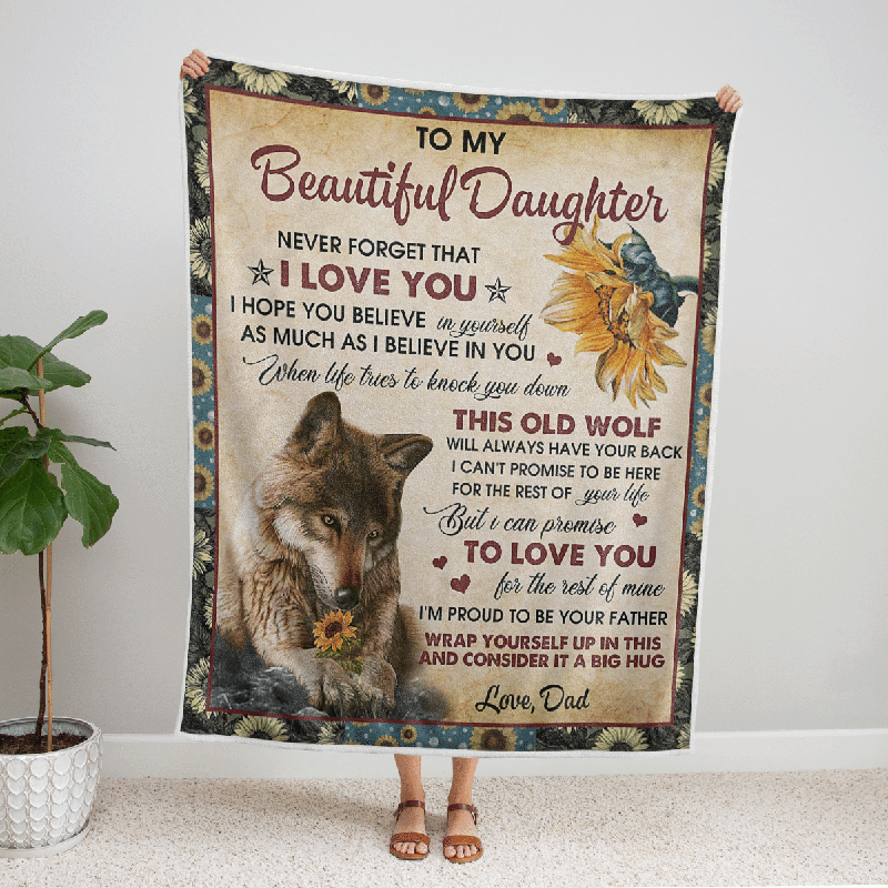 To My Daughter - Wolf Flower A300 - Premium Blanket-Jolura